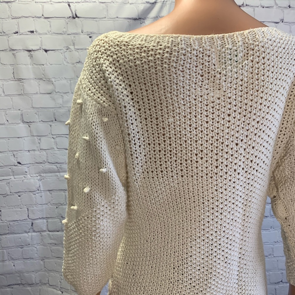Hot Jazz by Christina Knit by hand! Vintage White boho sweater size medium - Picture 8 of 16
